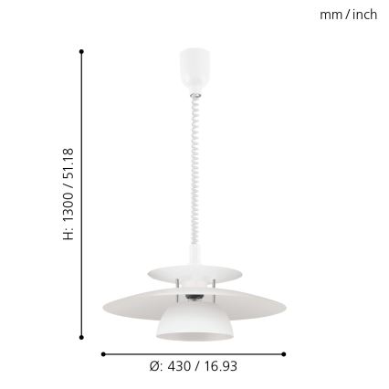 Eglo - Nedhissbar taklampa 1xE27/60W/230V