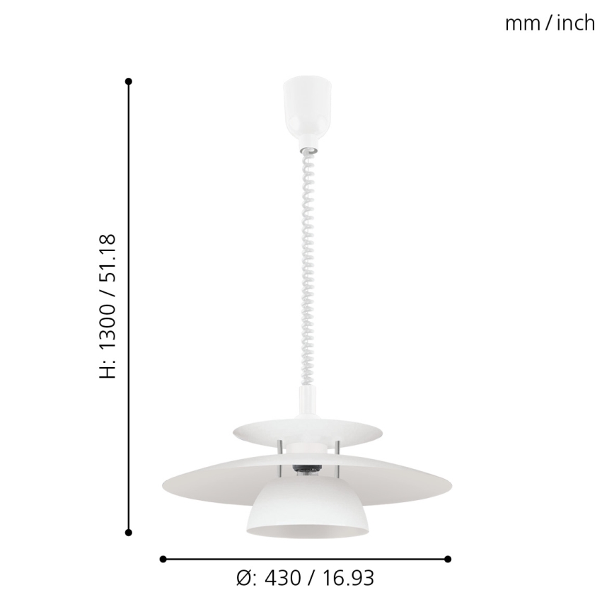 Eglo - Nedhissbar taklampa 1xE27/60W/230V