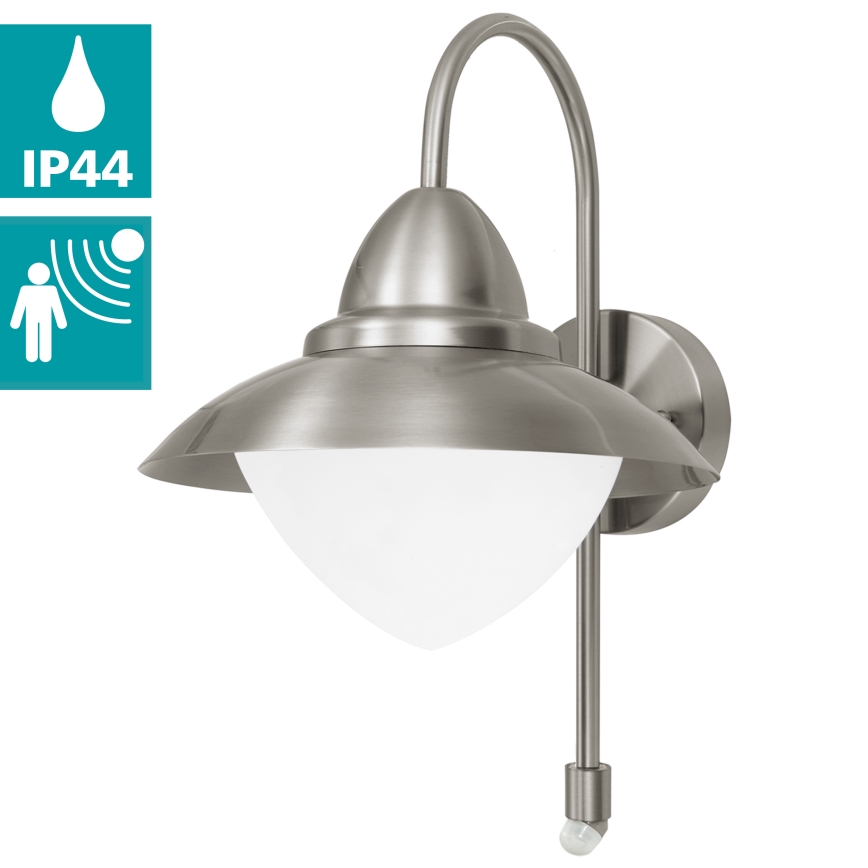 EGLO 87105 - Utomhus Väggbelysning med sensor SIDNEY 1xE27/60W IP44