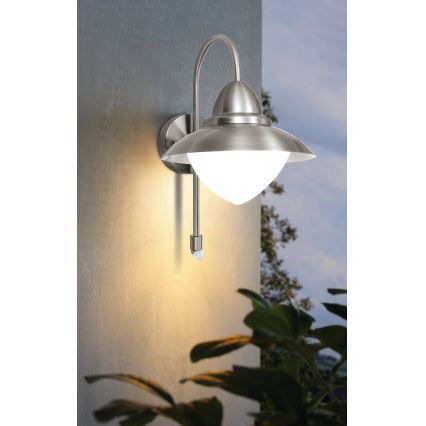 EGLO 87105 - Utomhus Väggbelysning med sensor SIDNEY 1xE27/60W IP44
