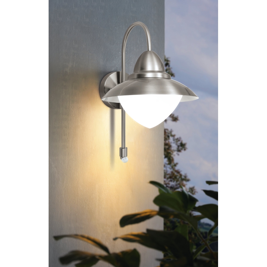 EGLO 87105 - Utomhus Väggbelysning med sensor SIDNEY 1xE27/60W IP44