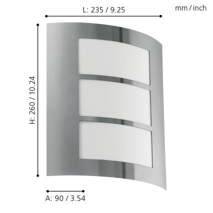 EGLO 88139 - Utomhus Väggbelysning CITY 1xE27/15W/230V IP44