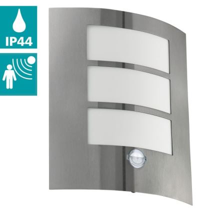 EGLO 88142 - Sensor utomhus Väggbelysning CITY 1xE27/15W/230V IP44