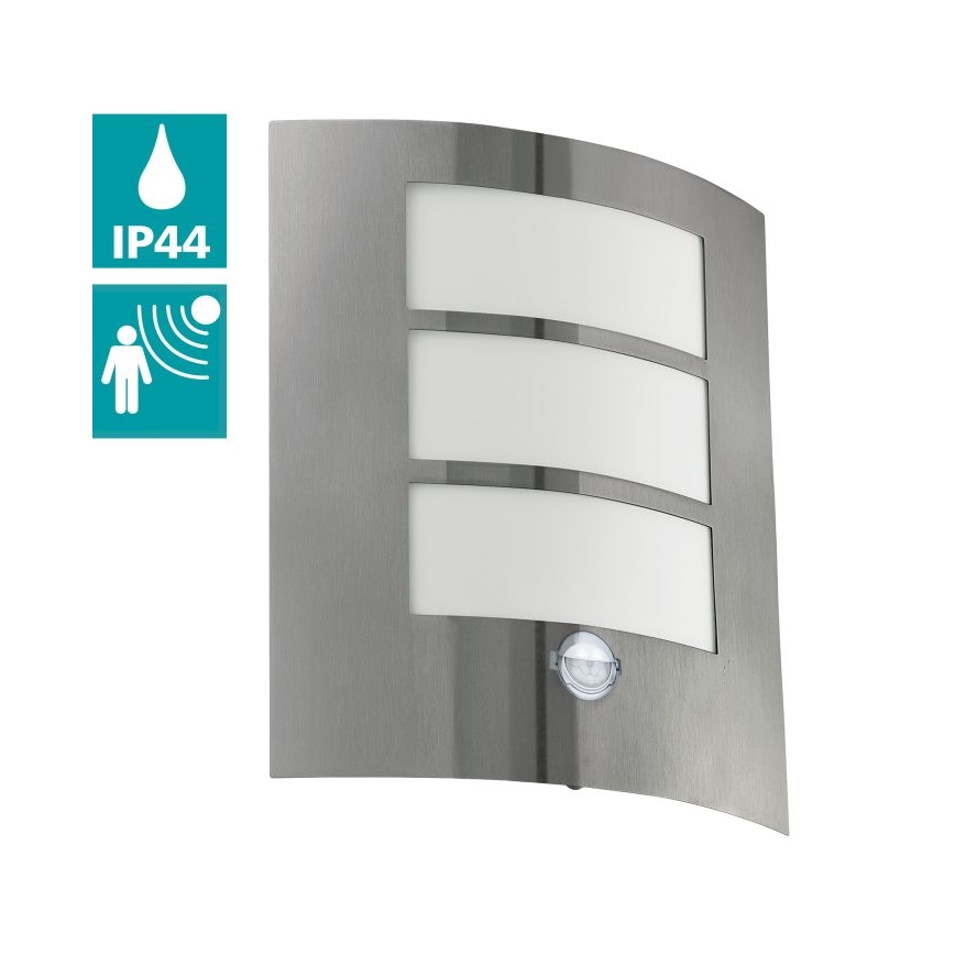 EGLO 88142 - Sensor utomhus Väggbelysning CITY 1xE27/15W/230V IP44