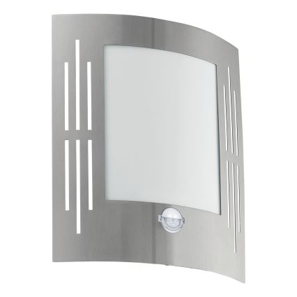 EGLO 88144 - Sensor utomhus Väggbelysning CITY 1xE27/15W/230V IP44