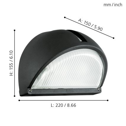 EGLO 89767 - Utomhus Väggbelysning ONJA 1xE27/60W svart