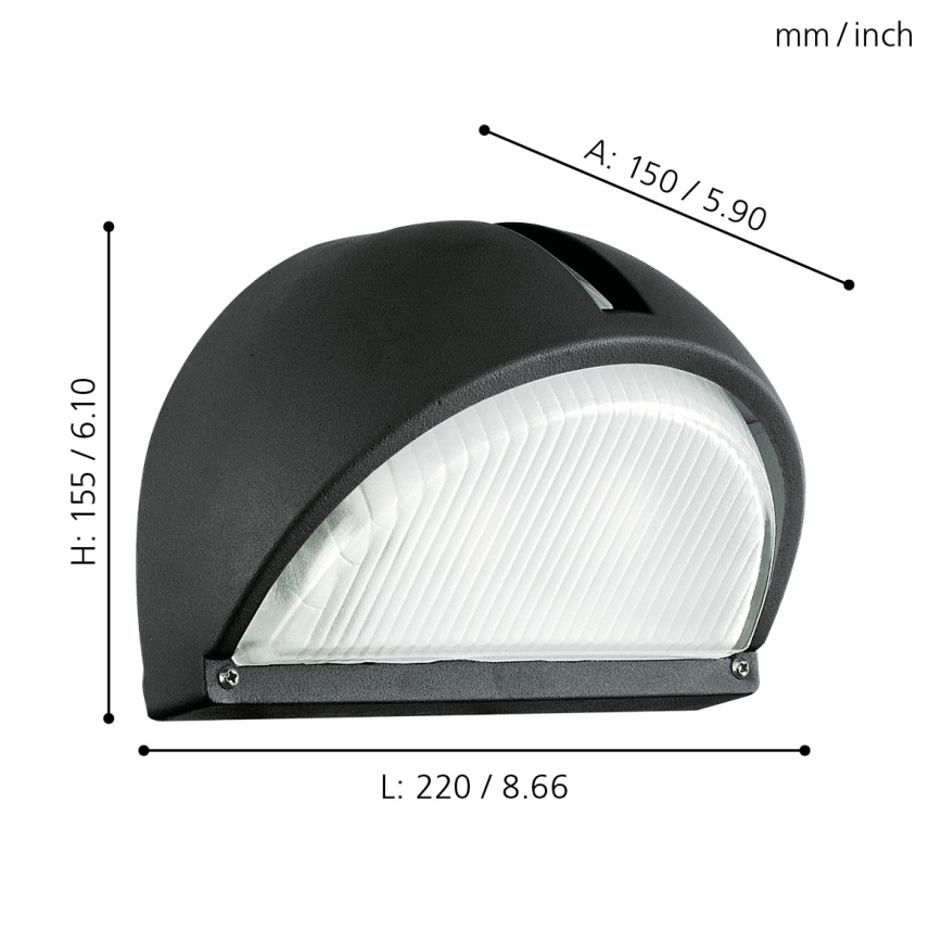 EGLO 89767 - Utomhus Väggbelysning ONJA 1xE27/60W svart