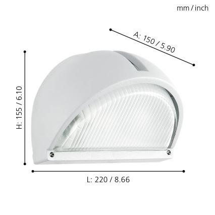 EGLO 89768 - Utomhus Väggbelysning ONJA 1xE27/60W vit