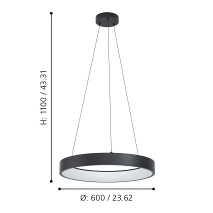 Eglo - LED RGBW ljusreglerad Ljuskrona med upphängningsrem  LED/26W/230V 2700-6500K ZigBee