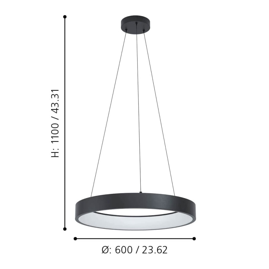Eglo - LED RGBW ljusreglerad Ljuskrona med upphängningsrem  LED/26W/230V 2700-6500K ZigBee