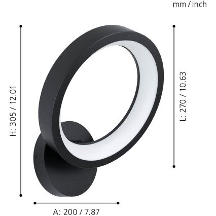 Eglo - LED RGBW ljusreglerad vägglampa  LED/16W/230V ZigBee