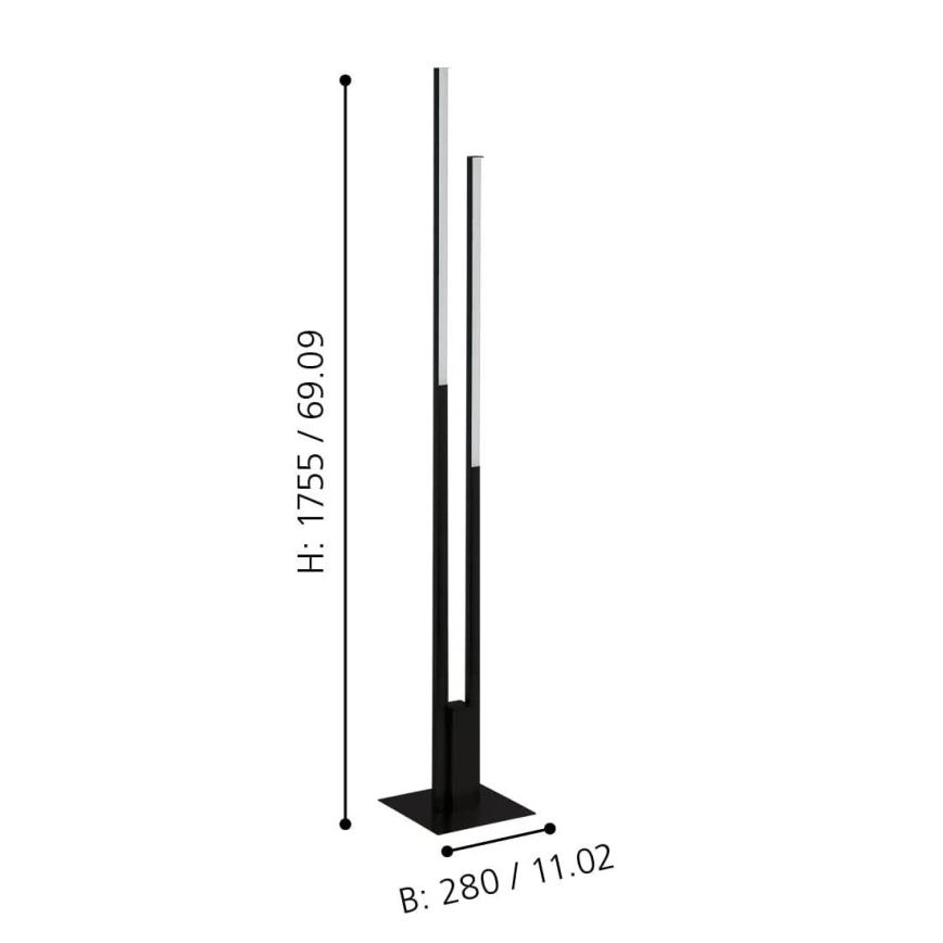 Eglo - LED RGBW Dimbar golvlampa 2xLED/16W/230V svart ZigBee