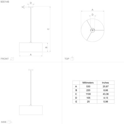 Eglo - Ljuskrona med textilsladd 1xE27/40W/230V diameter 53 cm