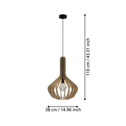 Eglo - Ljuskrona med upphängningsrem 1xE27/40W/230V diameter 38 cm beige