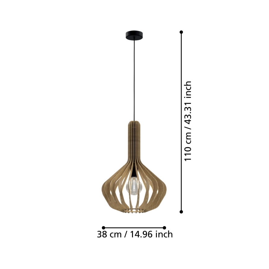 Eglo - Ljuskrona med upphängningsrem 1xE27/40W/230V diameter 38 cm beige