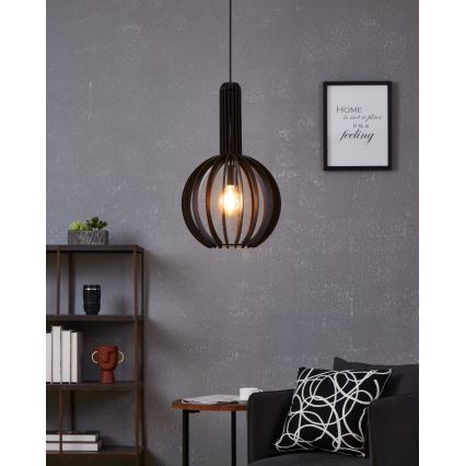 Eglo - Ljuskrona med upphängningsrem 1xE27/40W/230V diameter 31 cm svart