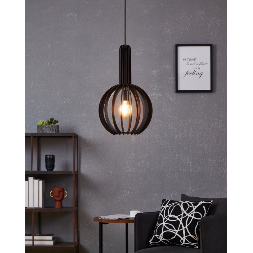 Eglo - Ljuskrona med upphängningsrem 1xE27/40W/230V diameter 31 cm svart