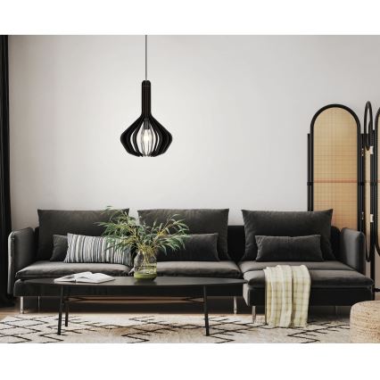 Eglo - Ljuskrona med upphängningsrem 1xE27/40W/230V diameter 38 cm svart
