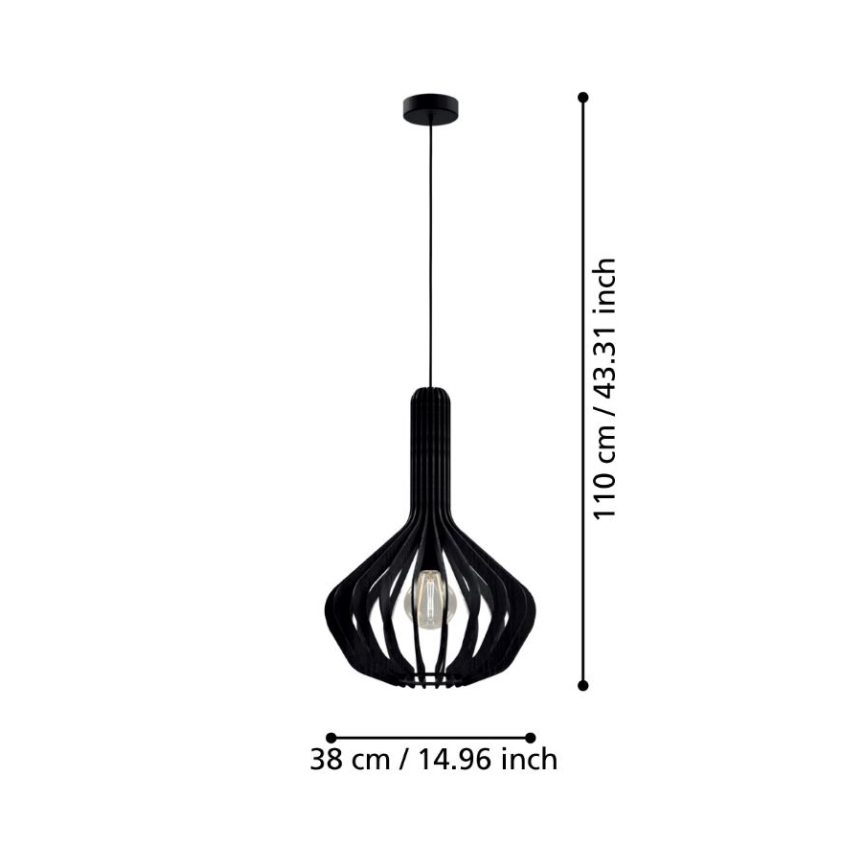 Eglo - Ljuskrona med upphängningsrem 1xE27/40W/230V diameter 38 cm svart
