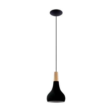 Eglo - Ljuskrona med upphängningsrem 1xE27/40W/230V diameter 18 cm svart