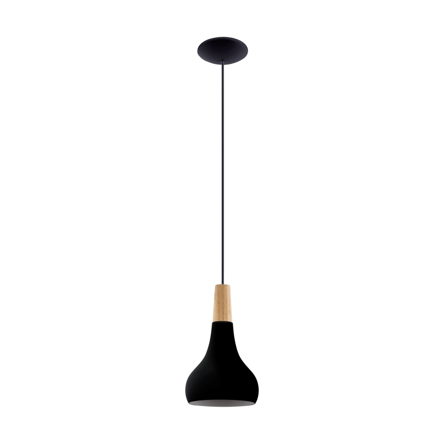 Eglo - Ljuskrona med upphängningsrem 1xE27/40W/230V diameter 18 cm svart