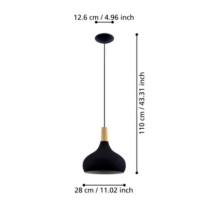 Eglo - Ljuskrona med upphängningsrem 1xE27/40W/230V diameter 28 cm
