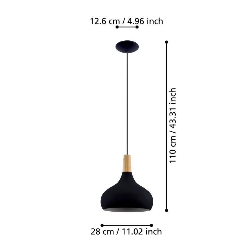 Eglo - Ljuskrona med upphängningsrem 1xE27/40W/230V diameter 28 cm