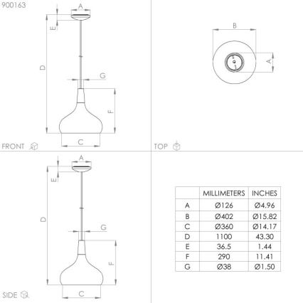 Eglo  - Ljuskrona med upphängningsrem 1xE27/40W/230V diameter 40 cm