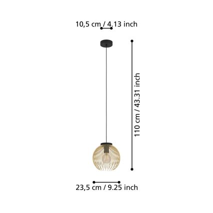 Eglo - Ljuskrona med upphängningsrem 1xE27/40W/230V