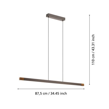 Eglo - LED ljusreglerad ljuskrona på textilsladd LED/18W/230V 3000K