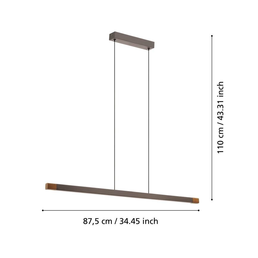 Eglo - LED ljusreglerad ljuskrona på textilsladd LED/18W/230V 3000K