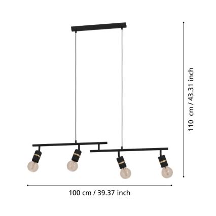 Eglo - Taklampa med 4xE27/10W/230V