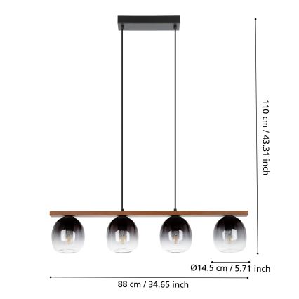 Eglo - Ljuskrona med upphängningsrem 4xE27/40W/230V