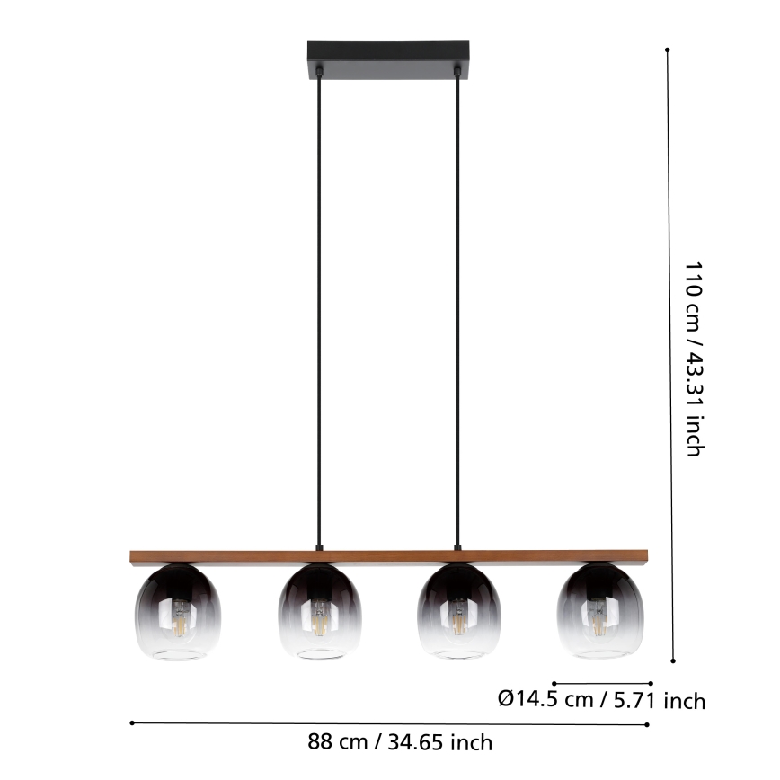 Eglo - Ljuskrona med upphängningsrem 4xE27/40W/230V