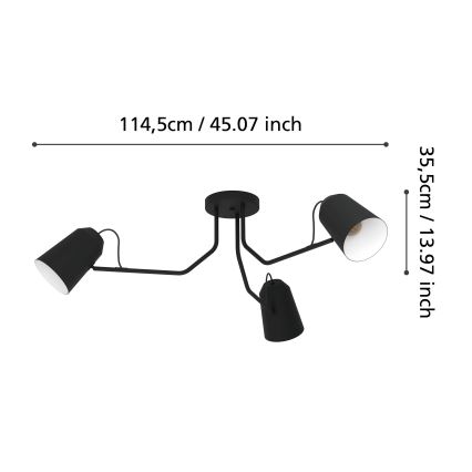Eglo - Taklampa 3xE27/25W/230V