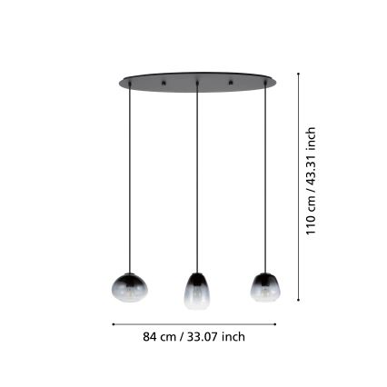 Eglo - Ljuskrona med upphängningsrem 3xE27/40W/230V