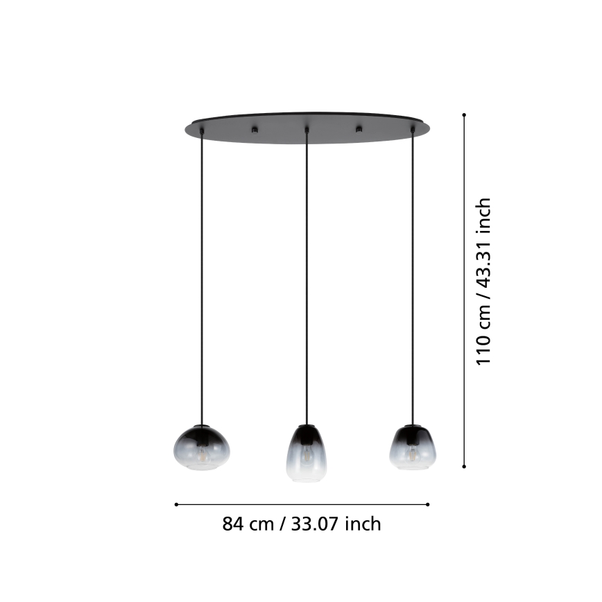 Eglo - Ljuskrona med upphängningsrem 3xE27/40W/230V