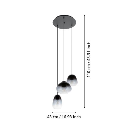 Eglo  - Ljuskrona med upphängningsrem 3xE27/40W/230V diameter 43 cm