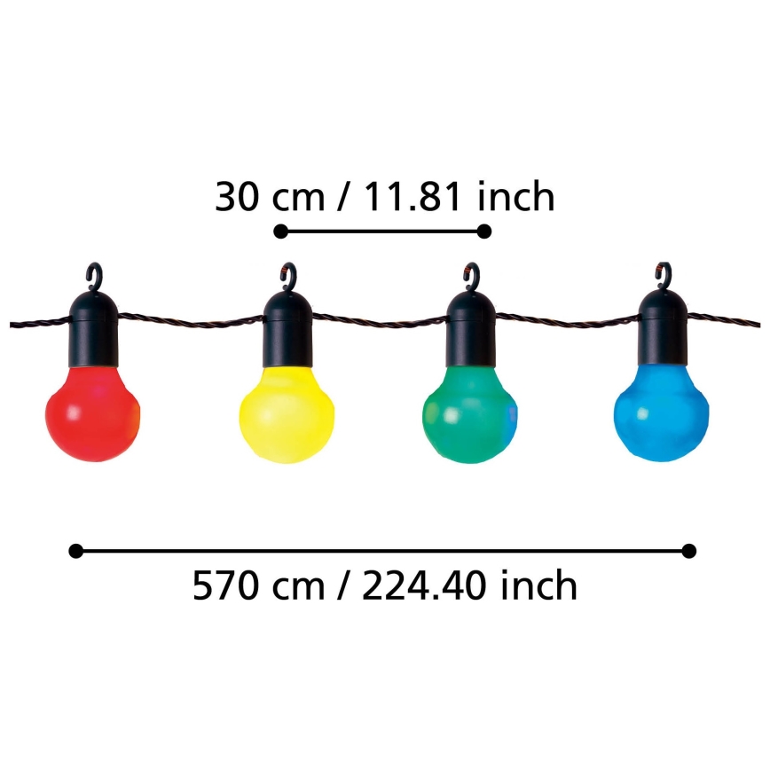 Eglo - LED Dekorativ utomhusslinga 20xLED/0,064W/31V IP44