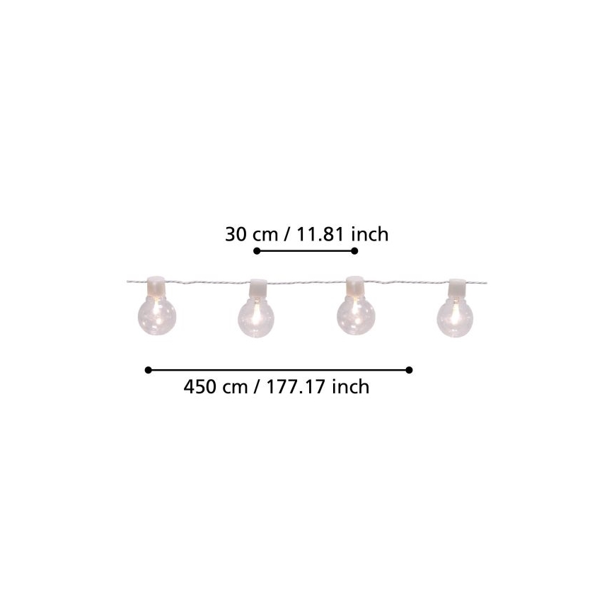 Eglo - LED  Dekorativ utomhusslinga 16xLED/0,064W/24V IP44 vit