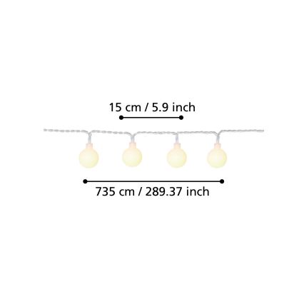 Eglo - LED Dekorativ utomhusslinga 50xLED/0,066W/4,5V IP44
