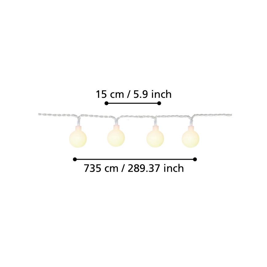 Eglo - LED Dekorativ utomhusslinga 50xLED/0,066W/4,5V IP44