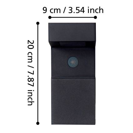 Eglo - LED Utomhus solcellslampa med sensor 18xLED/0,2W/3,7V IP44
