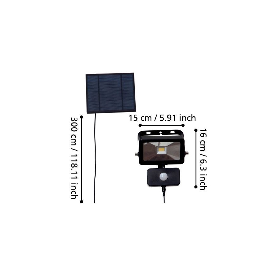 Eglo - Solcellstrålkastare med sensor 15xLED/0,03W/3,7V 2600 mAh IP44