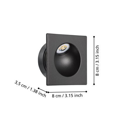Eglo - LED trappbelysning LED/2W/230V 3000K svart