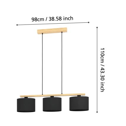Eglo - Taklampa med 3xE27/40W/230V