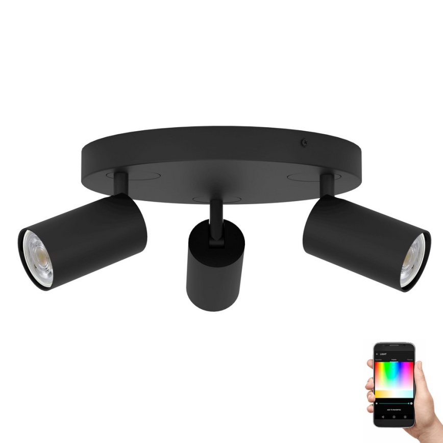 Eglo - LED RGBW Dimbar spotlight  3xGU10/4,9W/230V svart
