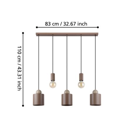 Eglo - Ljuskrona med upphängningsrem 5xE27/40W/230V