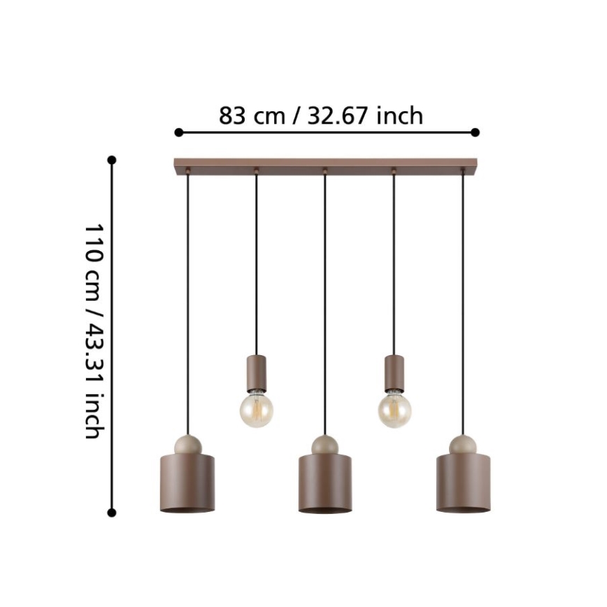 Eglo - Ljuskrona med upphängningsrem 5xE27/40W/230V