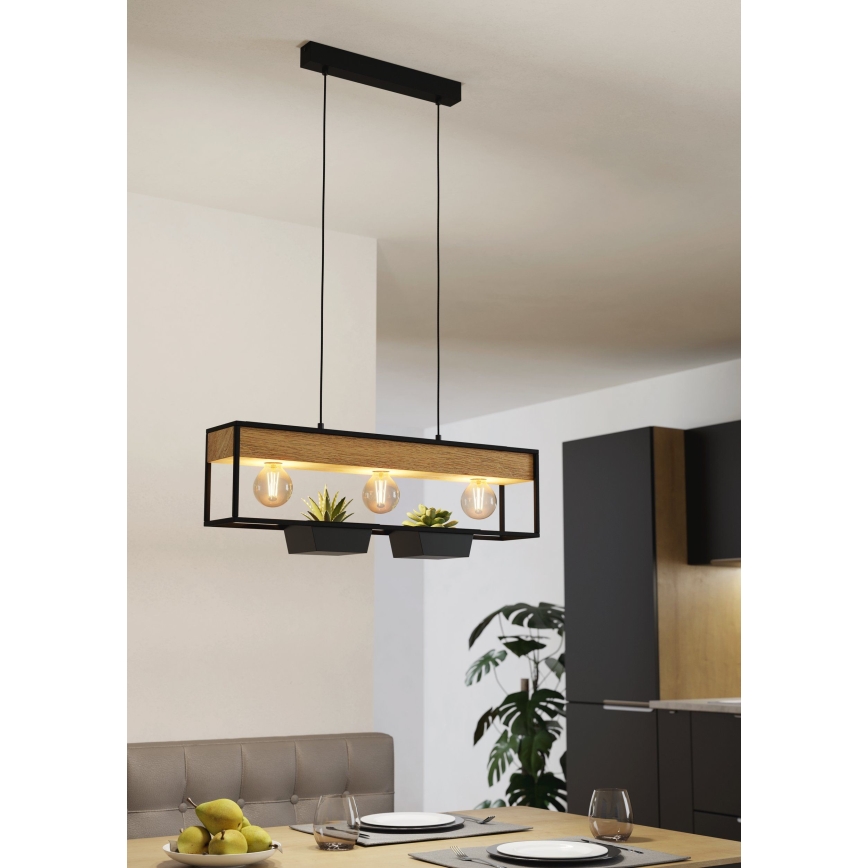 Eglo - Ljuskrona med upphängningsrem 3xE27/40W/230V